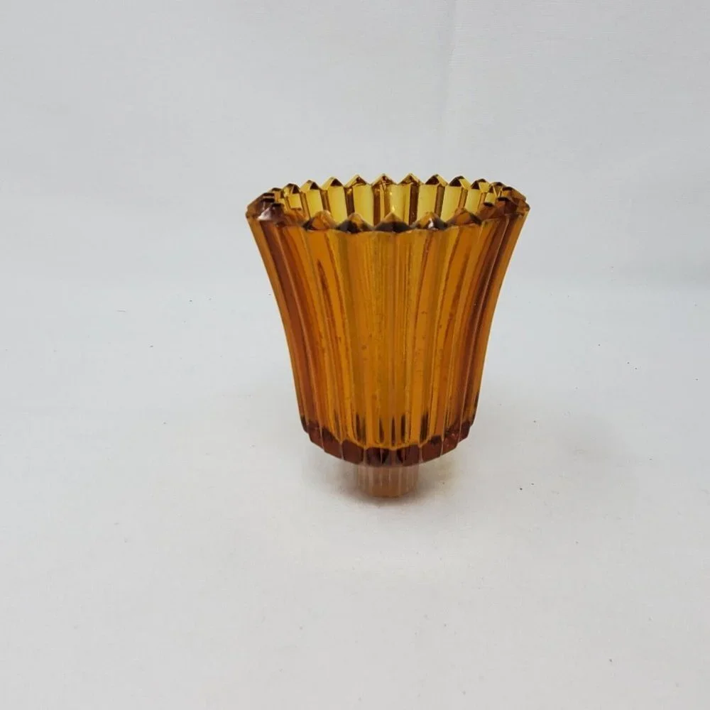 Homco Amber Ribbed Glass Peg Votive Cup Candle Holder VTG - Picture 2 of 8